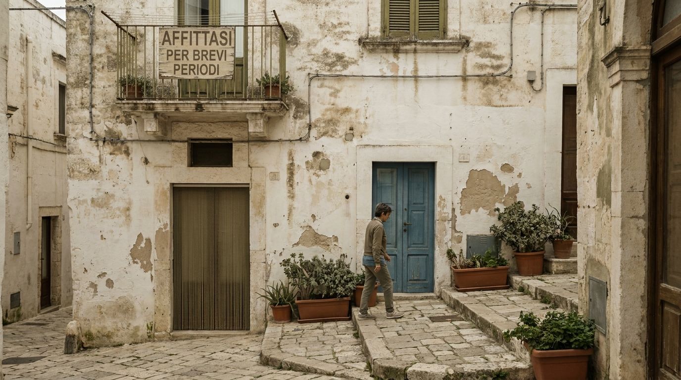 Charming Puglia street with whitewashed buildings