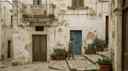 Charming Puglia street with whitewashed buildings